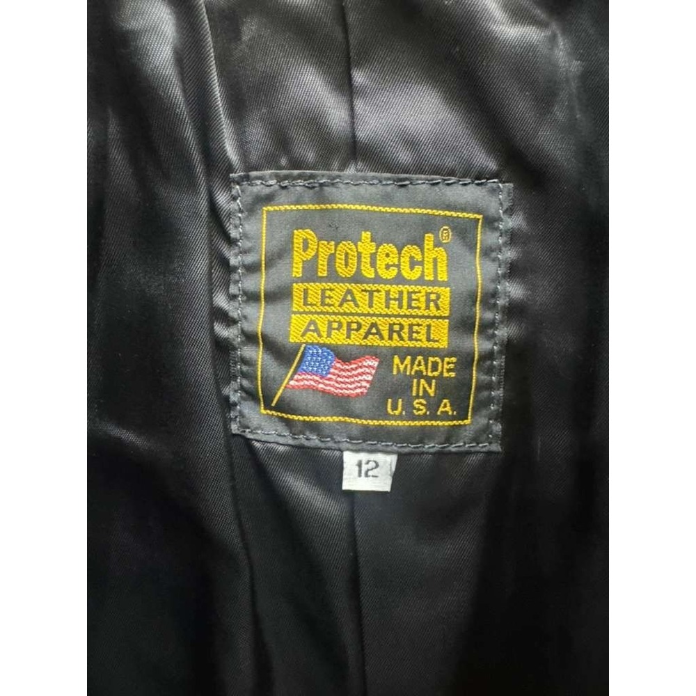 Protech Leather Apparel Fringed Leather Cropped Biker Jacket Black Women Size 12 - Picture 9 of 12